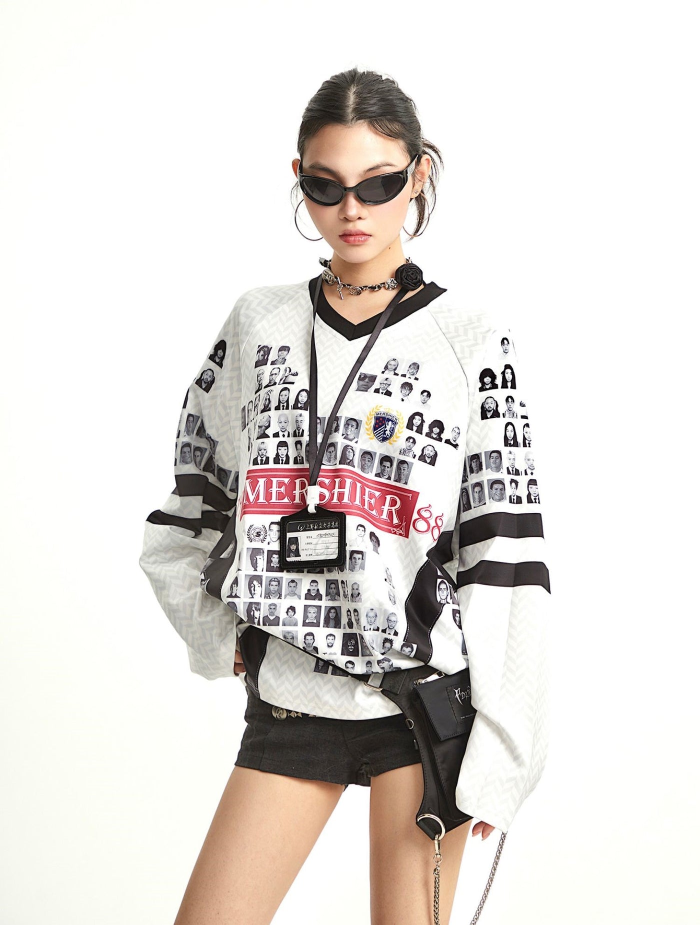 Retro Portrait Print Jersey Sweatshirt UNC0300