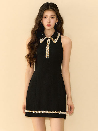 Starry Black A-line Dress OSH0133