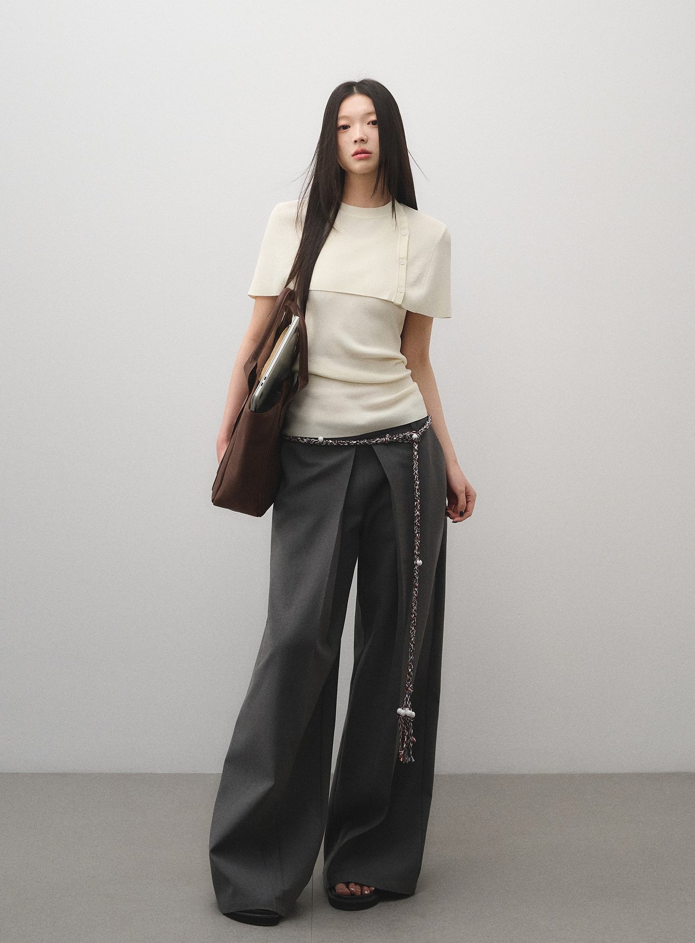 Lace Waist Straight Suit Pants LAL0177