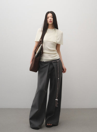 Lace Waist Straight Suit Pants LAL0177