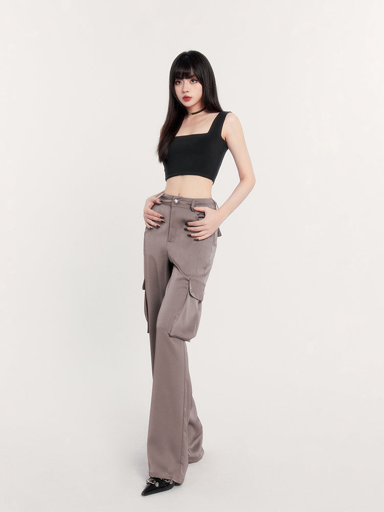 Mist Silky Thin Multi-Pocket Drape Pants VOC0222