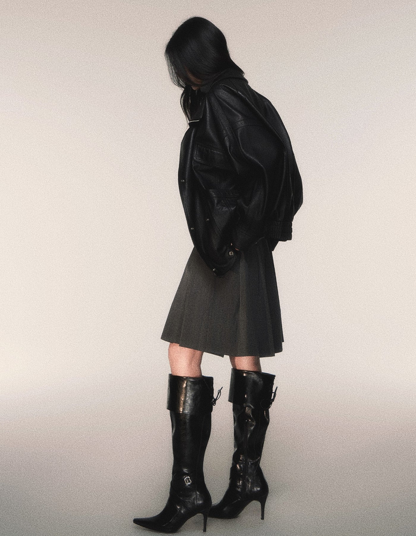 Black Lapel Leather Jacket LUL0212