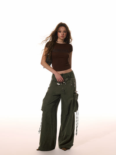 Bowknot Large Pocket Loose Casual Pants ACM0091