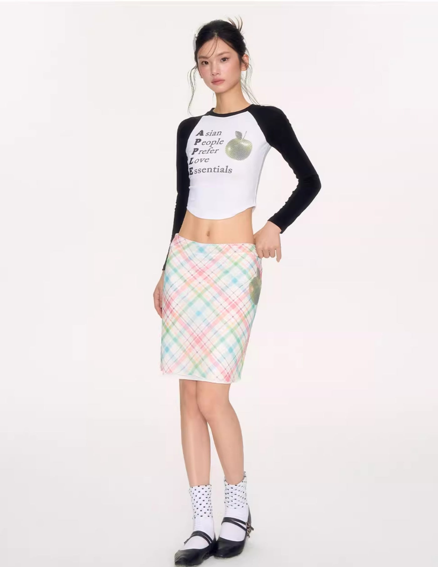 Apple Plaid A-line Skirt NEC0222