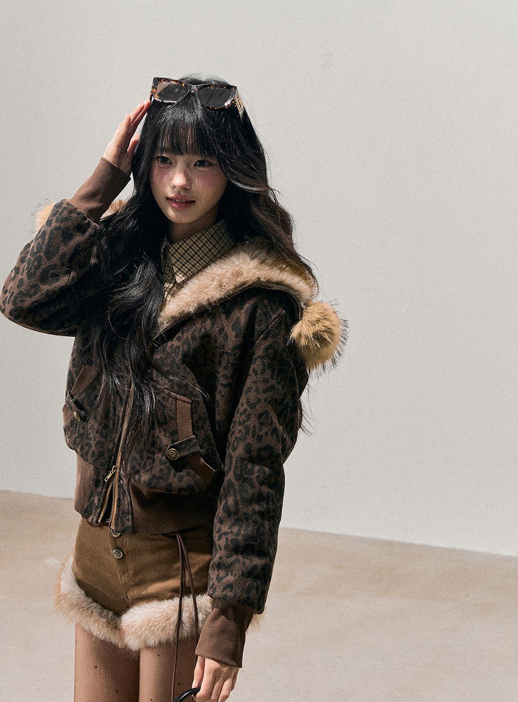 Quilted Leopard Print Fur Jacket DIA0715