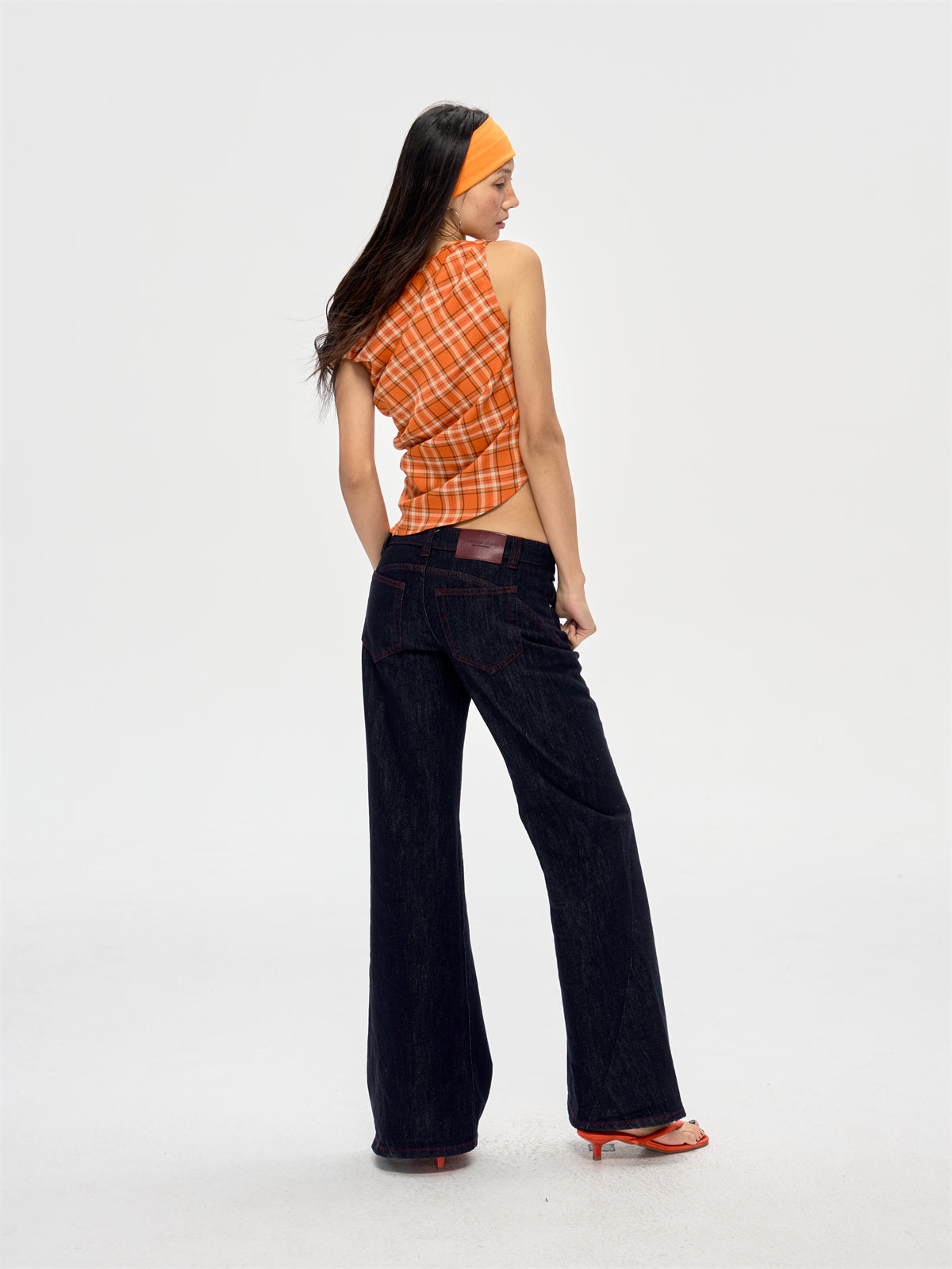 Retro Off-shoulder Plaid Top CUR0208
