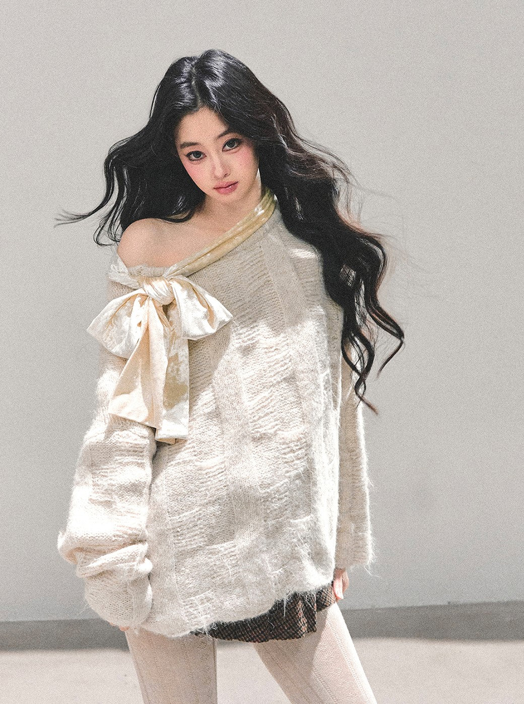Bow Off-Shoulder Sweater DIA0695