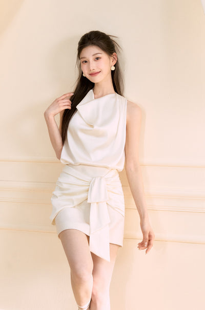 Swing Collar Sleeveless Shirt/Skirt OSH0153