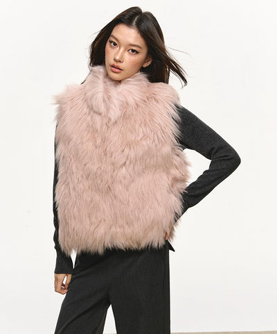 Stand Collar Short Fur Warm Vest Jacket ANA0111