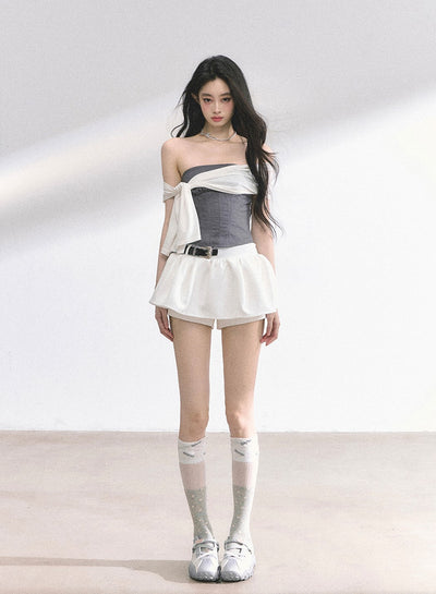 One Shoulder Waist Slim T-shirt DIA0520