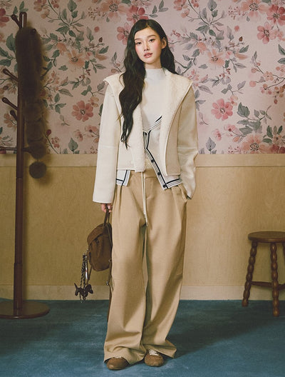 Hooded Suede Faux Fur Jacket LAL0239