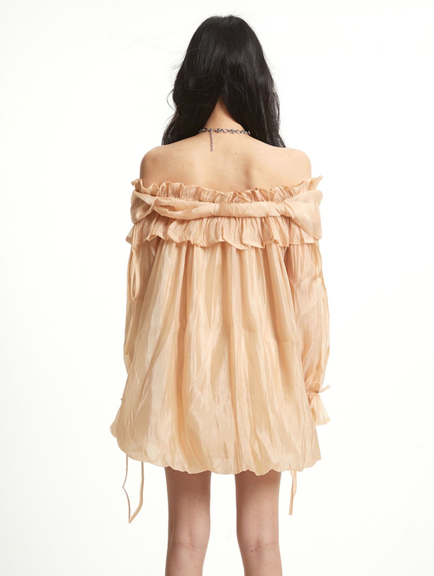 One-shoulder Ruffled Mesh Dress UNC0260
