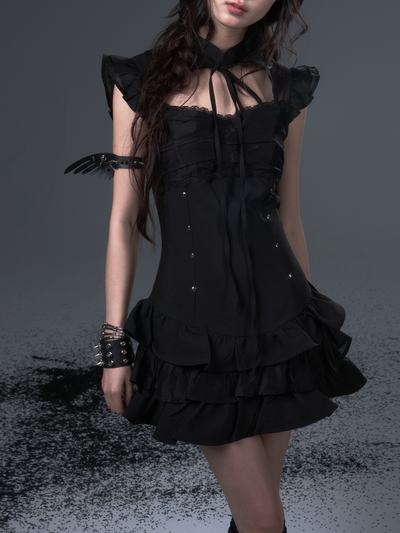 Small Flying Sleeve Puffy Cake Dress FRU0107