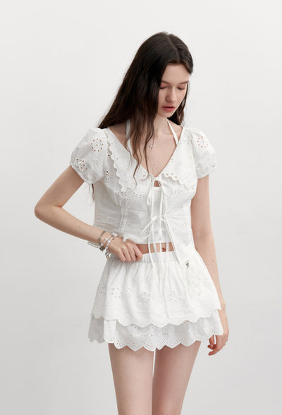 Flower Embroidered Lace Skirt/Shirt AYF0101