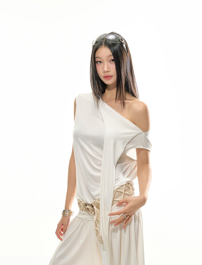 Scarf Pleated Top/Loose Pants 4MU0115