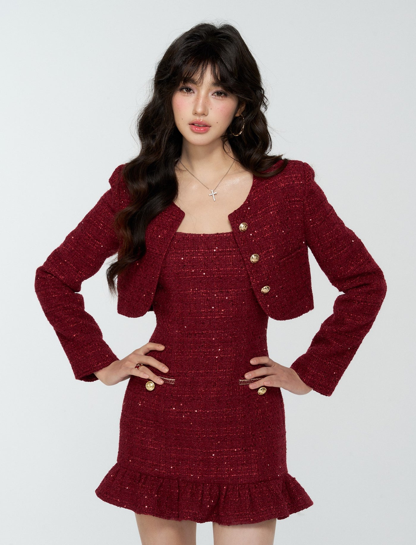 Red Luxurious-Style Suit Jacket/Dress 4MU0180