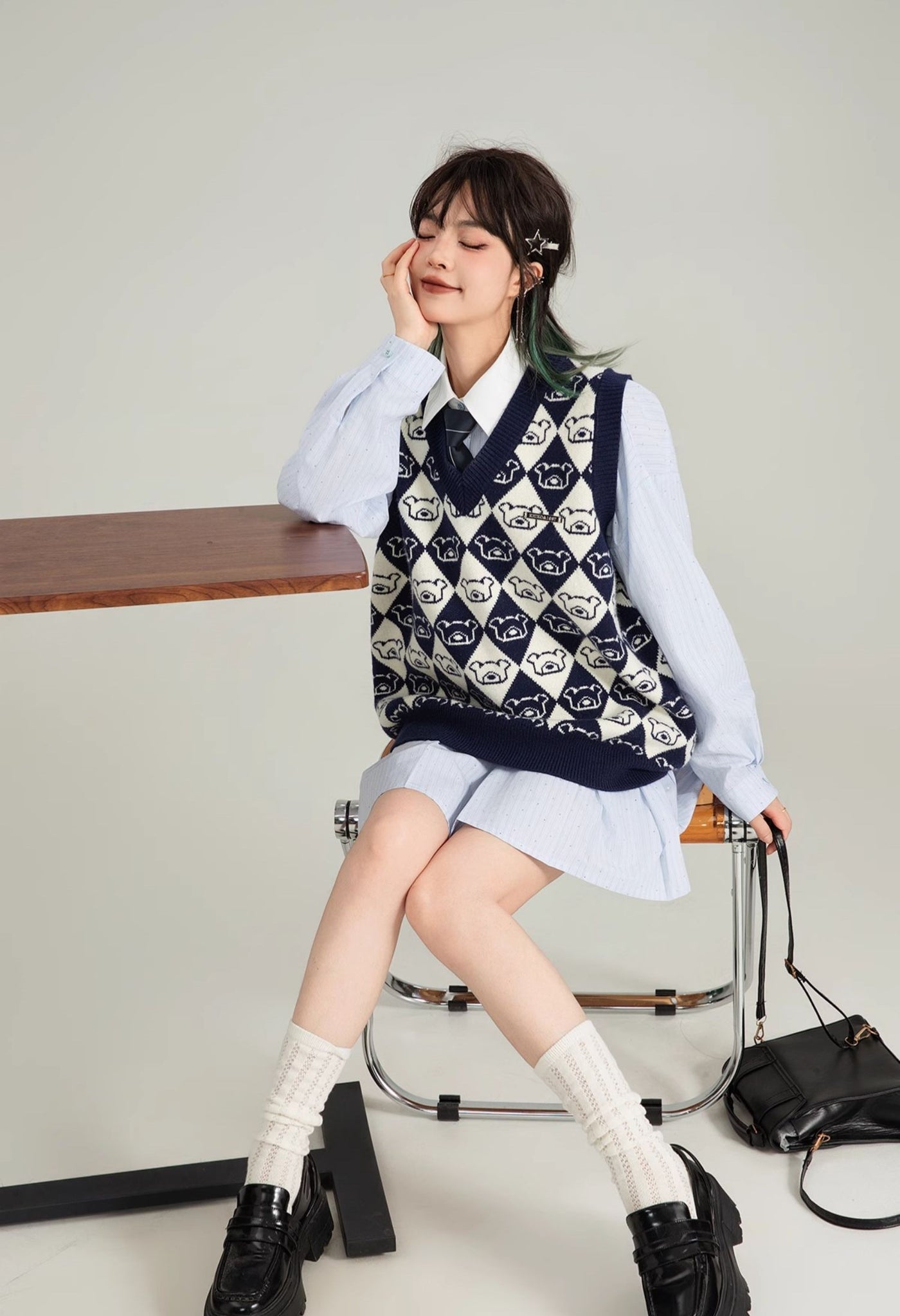 Retro Jacquard Sweater Pullover Vest KEI0121