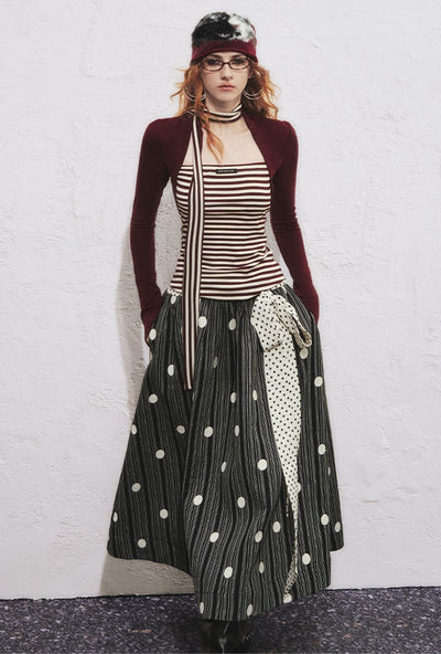 Striped Polka Dot A-line Puffy Skirt OFA0285