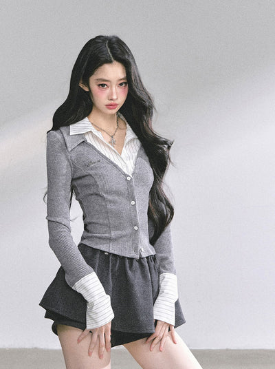 Fake Two-Piece Striped Shirt DIA0568