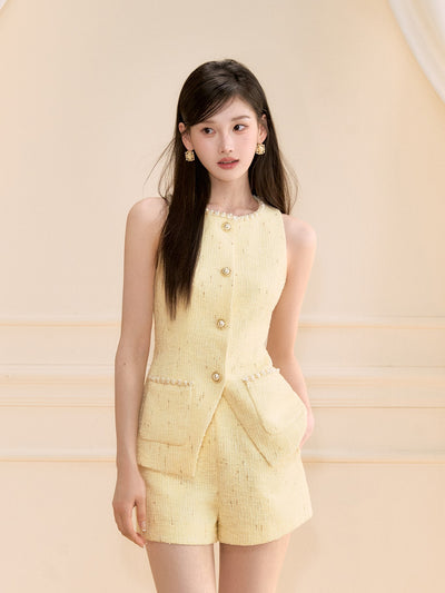 Beaded Sleeveless Vest/Shorts OSH0117