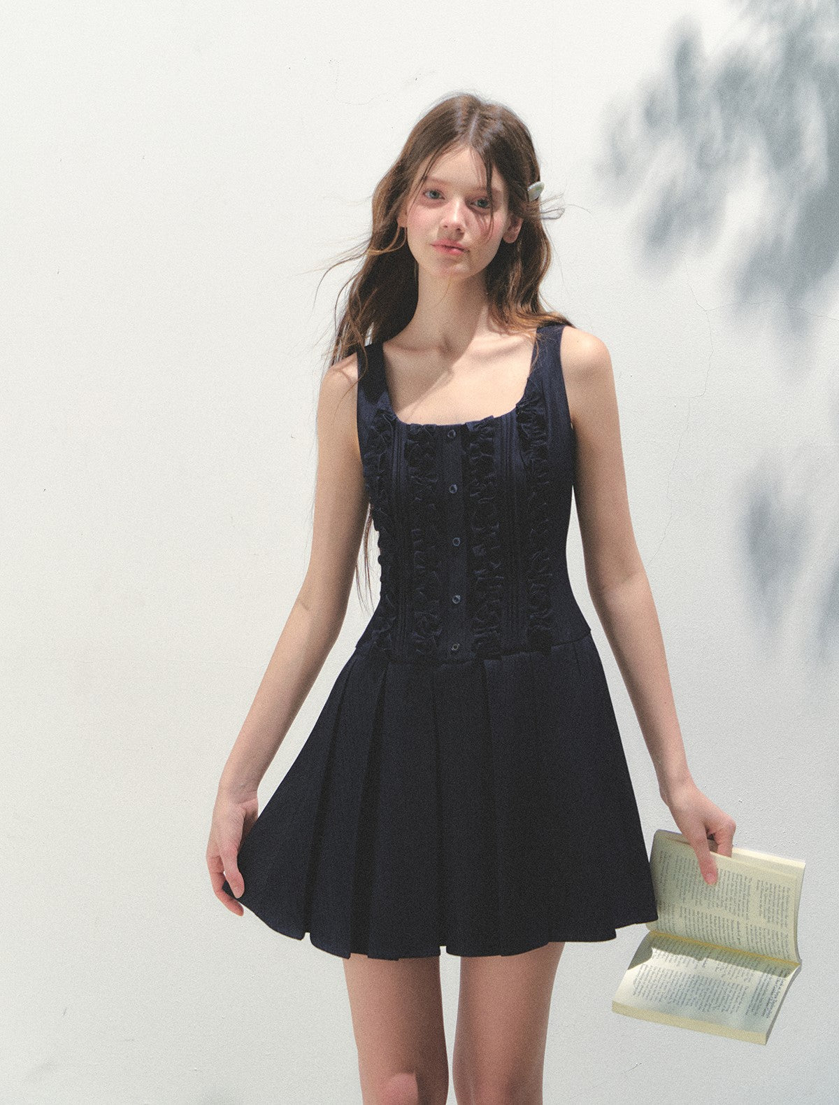 Removable Collar Pleated Dress SUN0156
