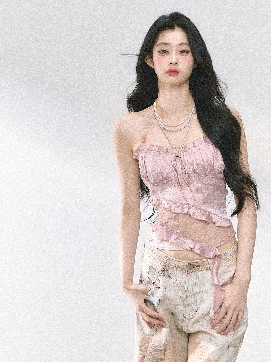 Lace Halter Neck Top DIA0461