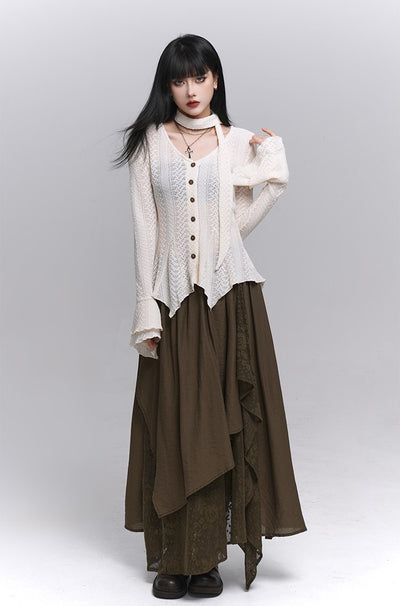 Artistic Irregular Lace Midi Skirt LAD0234