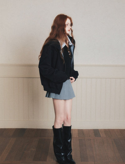 Plaid Patchwork Hooded Oversized Jacket LUL0184