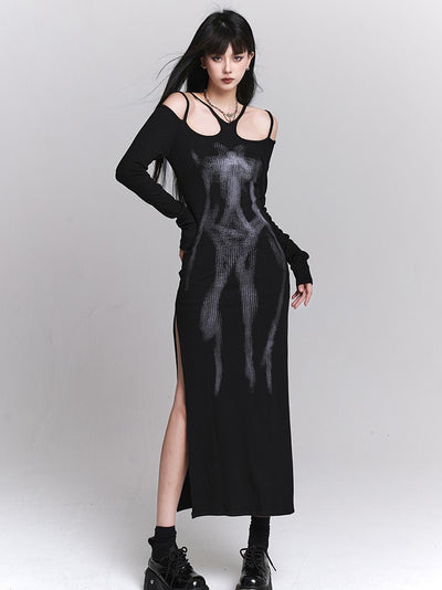Black Suspender Artistic Dress LAD0055