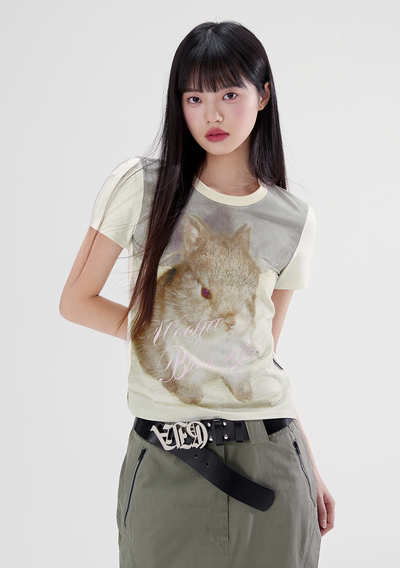 Retro Fashionable Animal Print Short-sleeved T-shirt WOO0093