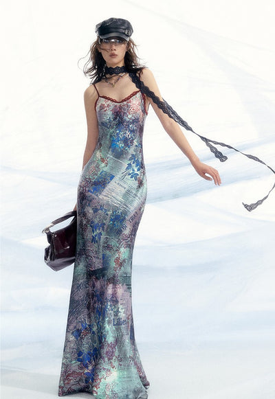 Illustration Print Suspender Dress OFA0234