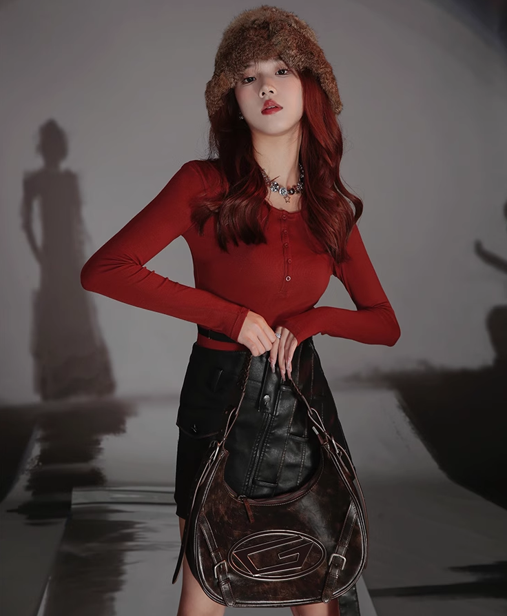 Rock American Handmade Distressed Leather Skirt MUM0003