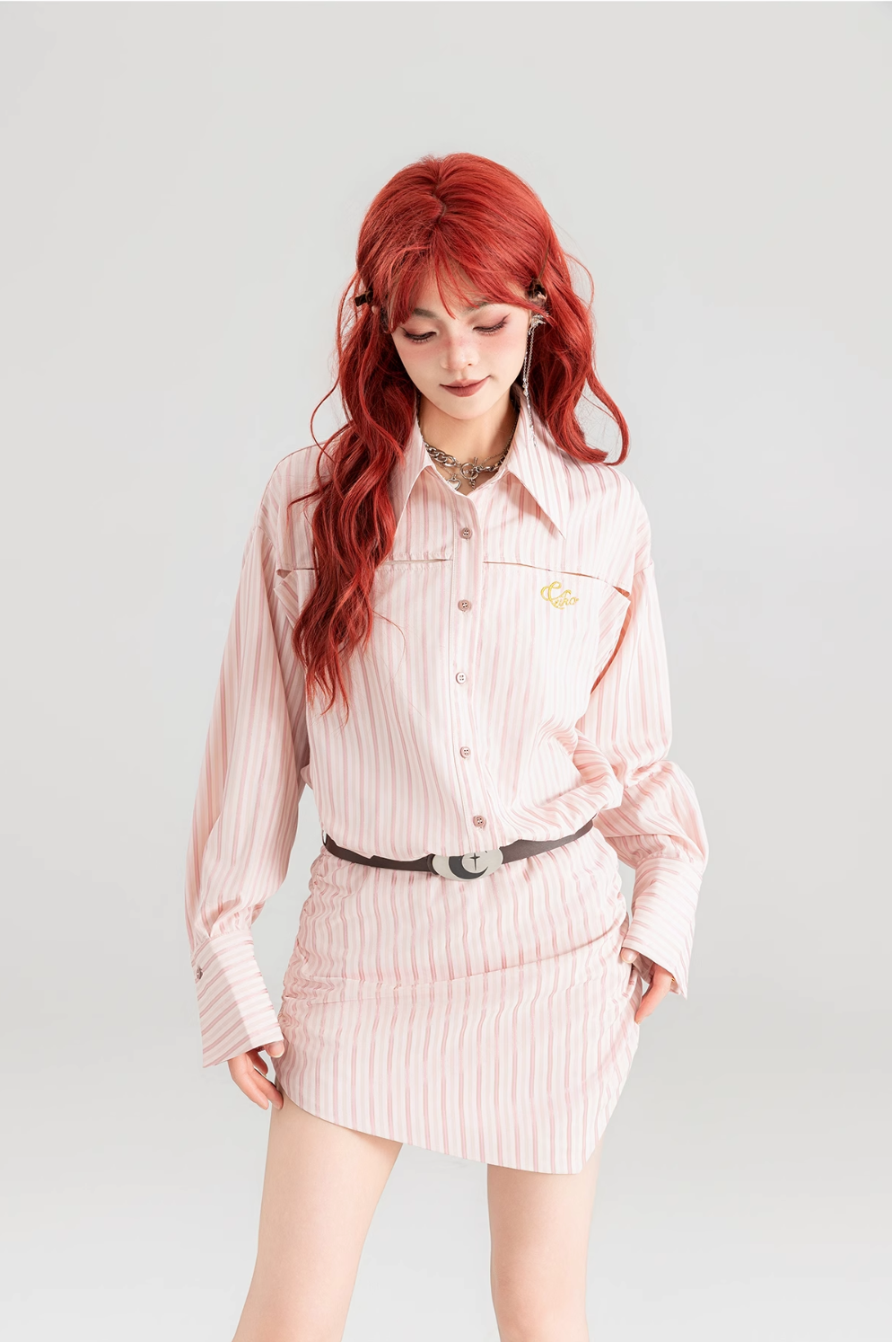 striped shirt skirt  KEI0003