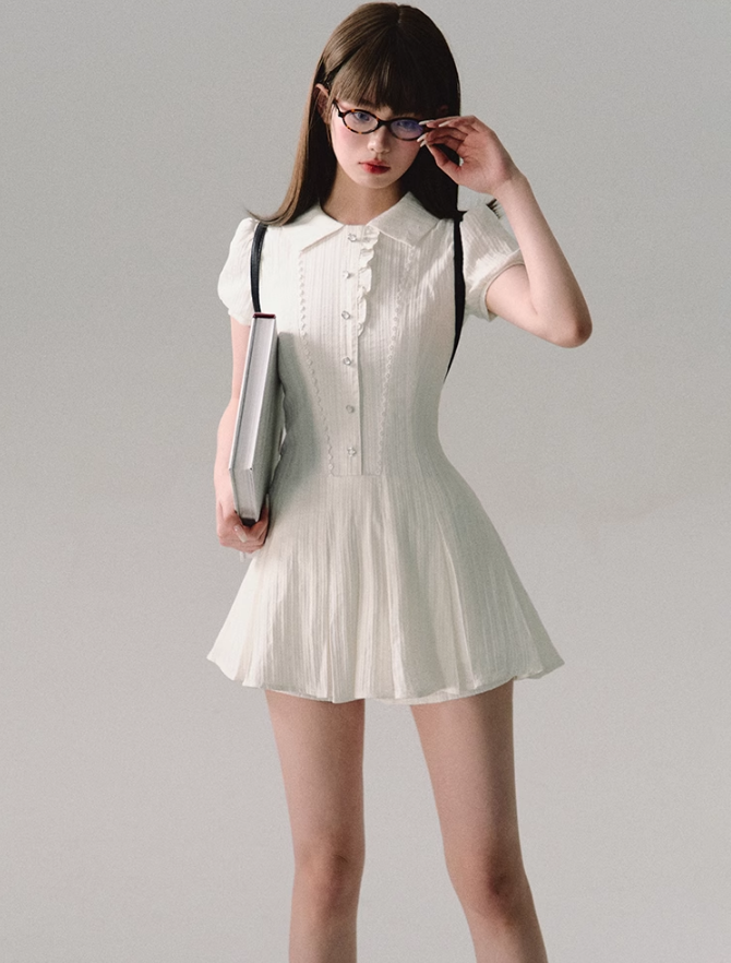 A-line Short-sleeved Shirt Dress OAK0150