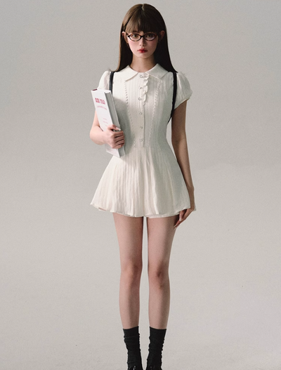 A-line Short-sleeved Shirt Dress OAK0150