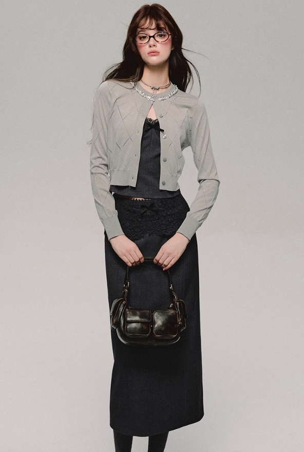 Lace Suspender Slim Fit Spliced Camisole/Skirt OAK0155