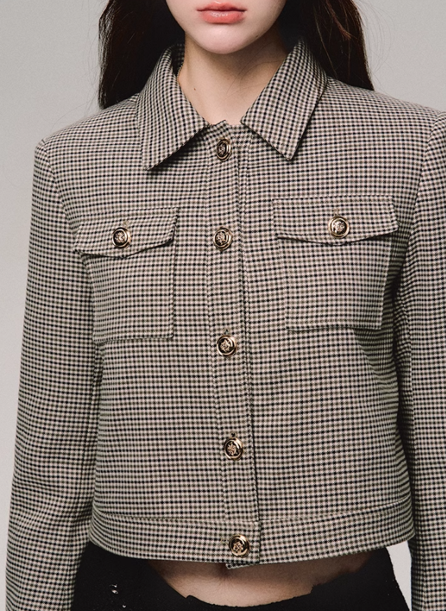 Retro College Style Jacket And Skirt OAK0158