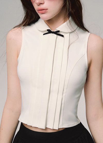 White Sleeveless Slimming Versatile Shirt OAK0160