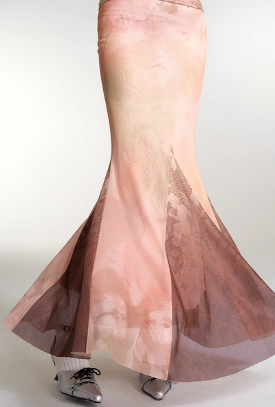 Pink Half-sleeved Fishtail Dress OFA0098