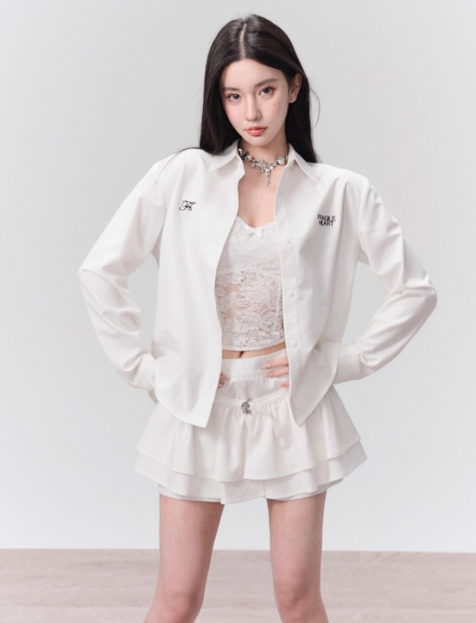 Hollow Lace Suspender Embroidered Shirt/Camisole/Culottes FRA0109