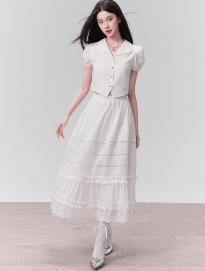 Fluttering First Love White Shirt/Skirt FRA0115