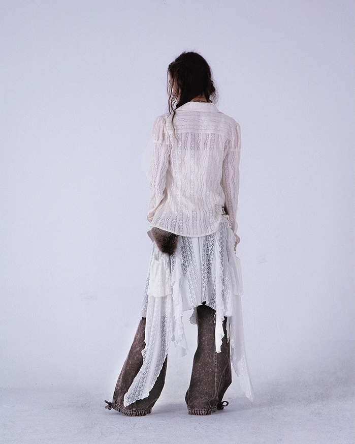Romantic Wandering Style Lace Irregular Suspender Dress DOU0046