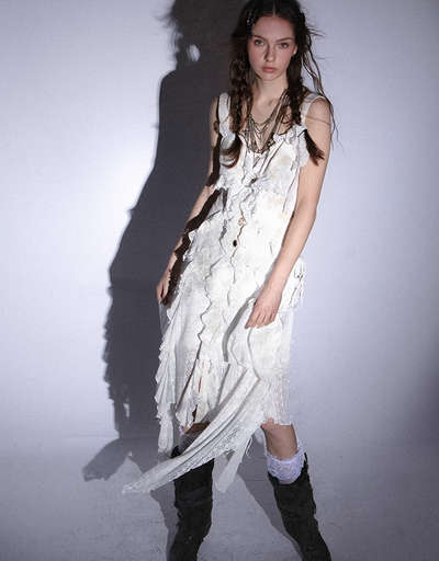Romantic Wandering Style Lace Irregular Suspender Dress DOU0046
