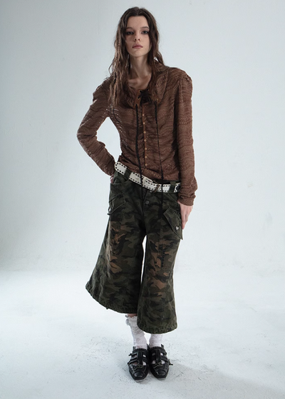 Low-waist Loose Workwear Camouflage Pants DOU0048