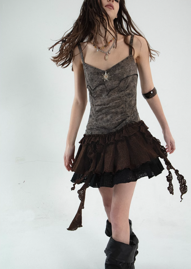 Contrasting Fairy Suspender Cake Dress DOU0050