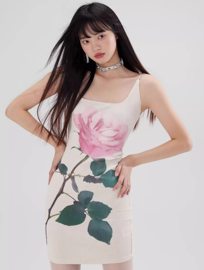 Romantic Pure Desire Rose Suspender Dress WOO0078