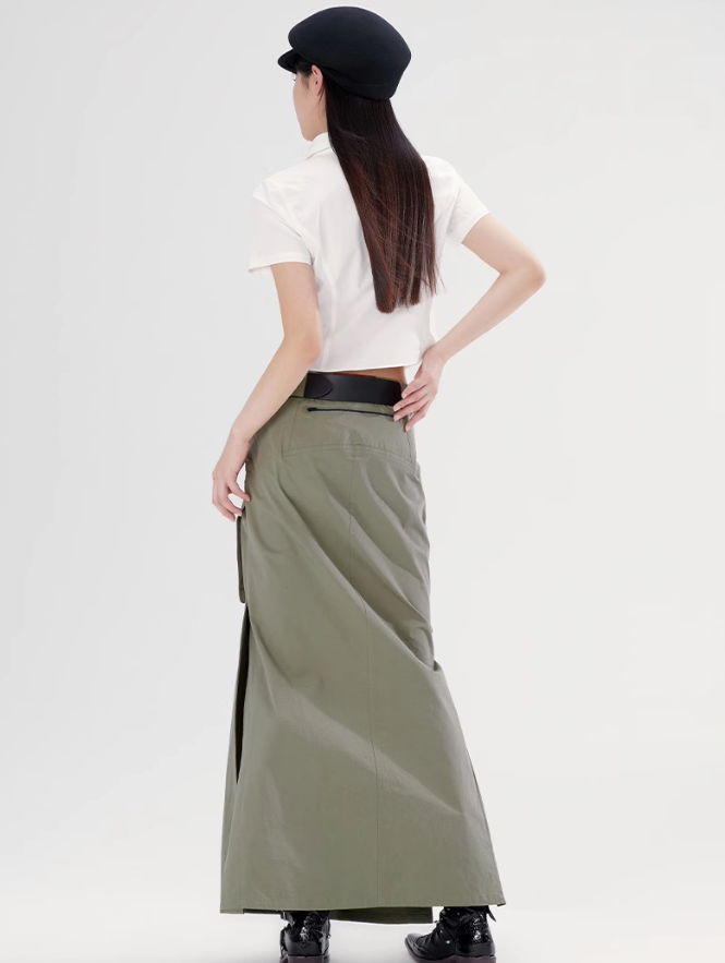 Side Slit Long Fishtail Workwear Skirt WOO0086