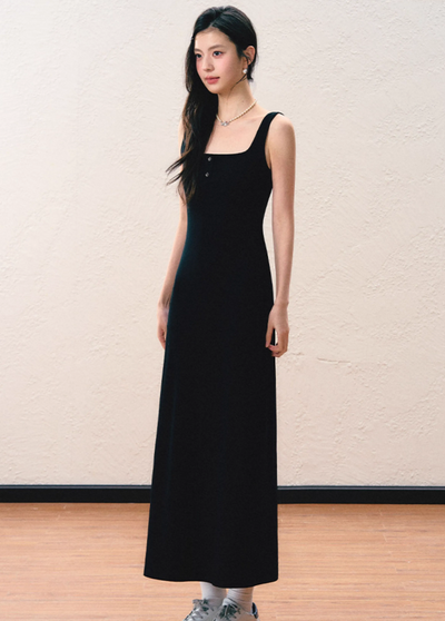 Black Lust Style High-end Long Suspender Dress SHI0049