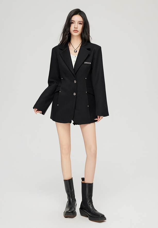 Waist Slim Mid Length Suit Jacket MAC0039