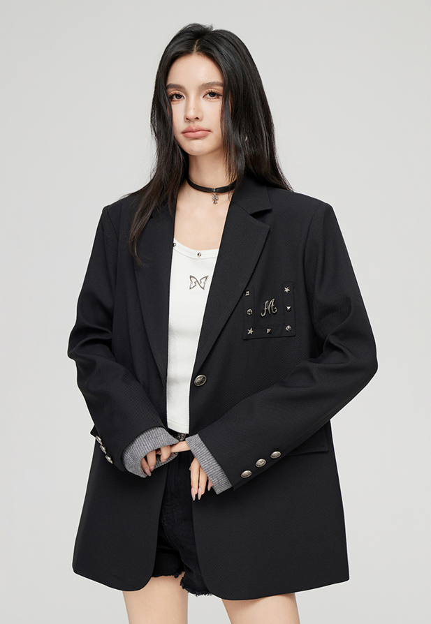 Studded design suit jacket with double cuffs MAC0042